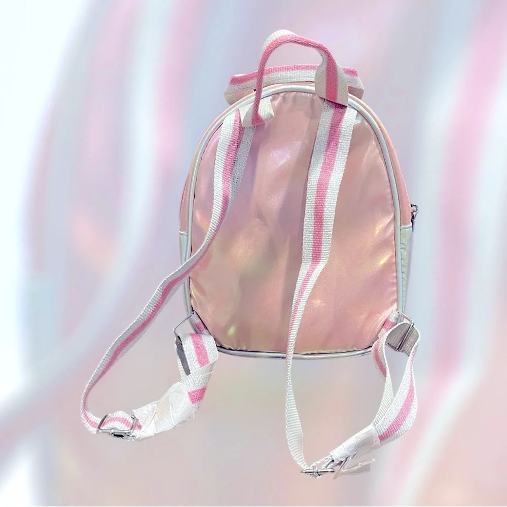 The Children's Place Iridescent pink & Silver Shakey Confetti Smiley Backpack